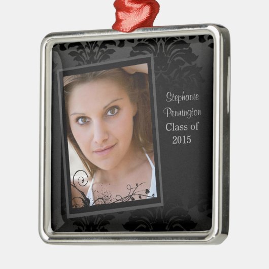 Black faded damask afstuderen foto-versiering metalen ornament (Links)