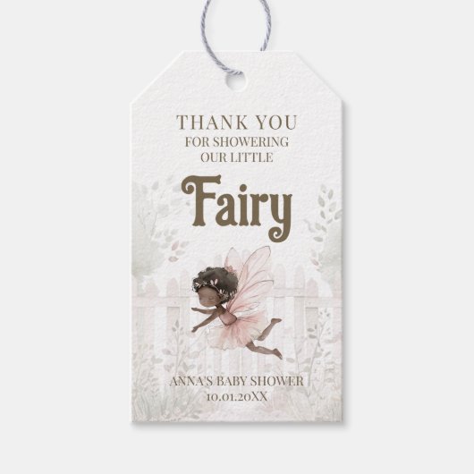 Black Fairy Baby shower Bedankt Cadeaulabel (Voorkant)