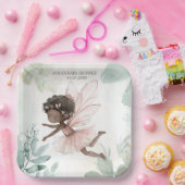 Black Fairy Girl Baby shower Papieren Bordje (Feest)