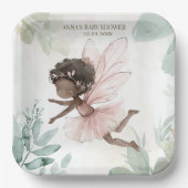 Black Fairy Girl Baby shower Papieren Bordje (Voorkant)