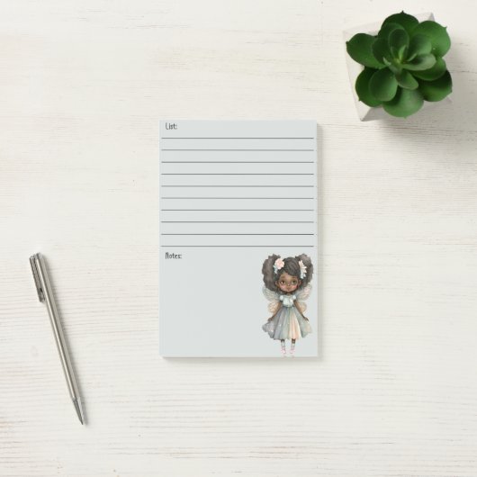 Black Fairy Girl Post It Note (Kantoor)