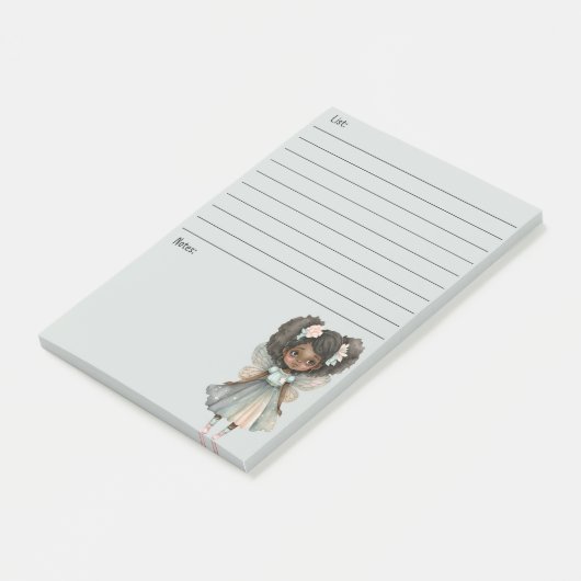 Black Fairy Girl Post It Note (Schuin)