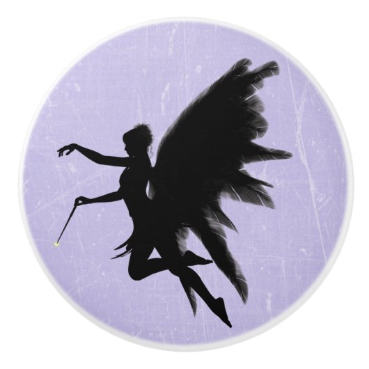 Black Fairy God Moeder Paars of Lavender Knob Keramische Knop (Voorkant)