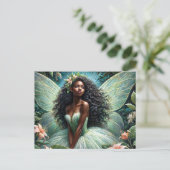 Black Fairy In Green and Peach Botanical Briefkaart (Staand voorkant)