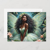 Black Fairy In Green and Peach Botanical Briefkaart (Voorkant / Achterkant)