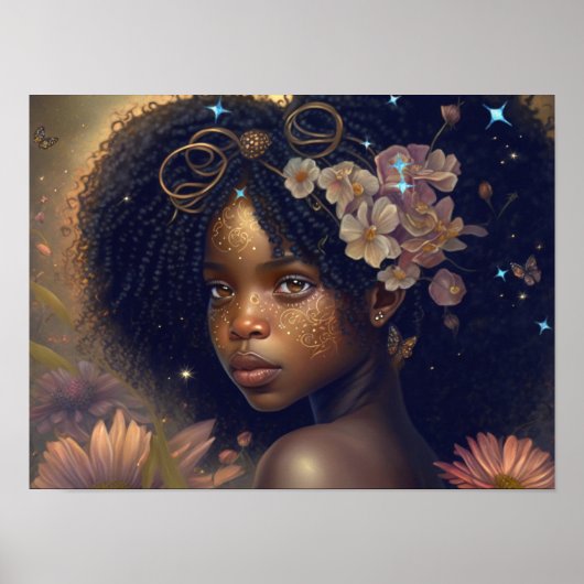 Black Fairy Princess Fantasy Art Poster (Voorkant)