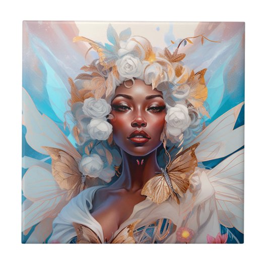 Black Fairy Queen Fantasy Art Tegeltje (Voorkant)