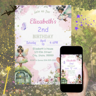 Black Fairy verjaardagsuitnodiging voor meisjes Kaart