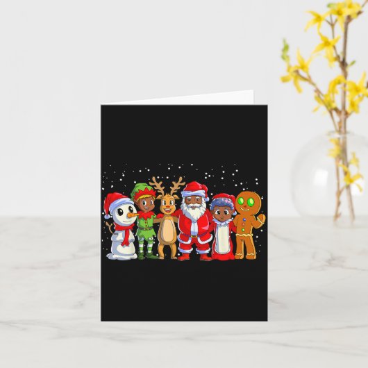 Black Family Christmas Afro African American Santa Kaart (Gele Bloem)