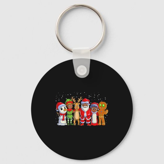 Black Family Christmas Afro African American Santa Sleutelhanger (Voorkant)