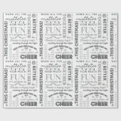 Black Family Christmas Typography Wrapping Paper Cadeaupapier (Vlak)