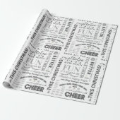 Black Family Christmas Typography Wrapping Paper Cadeaupapier (Uitgerold)