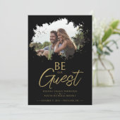 Black Fancy Brushstroke Grunge Splatter Photo Save The Date (Staand voorkant)