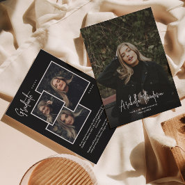 Black Fancy Script Photo Collage Afstuderen Aankondiging