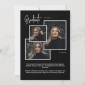 Black Fancy Script Photo Collage Afstuderen Aankondiging (Achterkant)