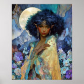 Black Fantasy Art Black Elf Queen Goddess Poster (Voorkant)