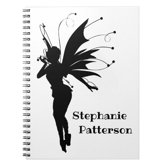 Black Fantasy Fairy Silhouette Custom Notitieboek (Voorkant)