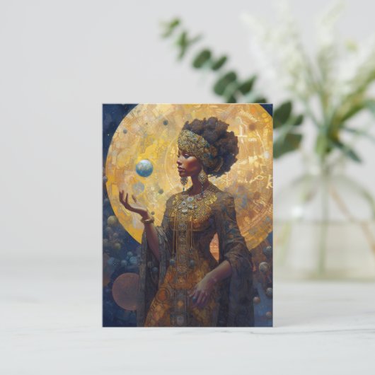 Black Fantasy Sorceress Magic Fantasy Briefkaart (Staand voorkant)