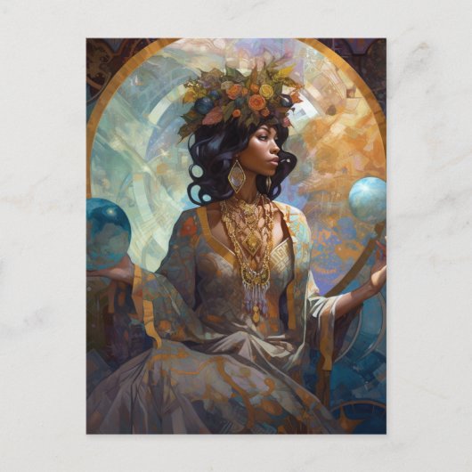 Black Fantasy Sorceress Magic Fantasy Briefkaart (Voorkant)