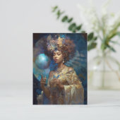 Black Fantasy Sorceress Magic Fantasy Briefkaart (Staand voorkant)