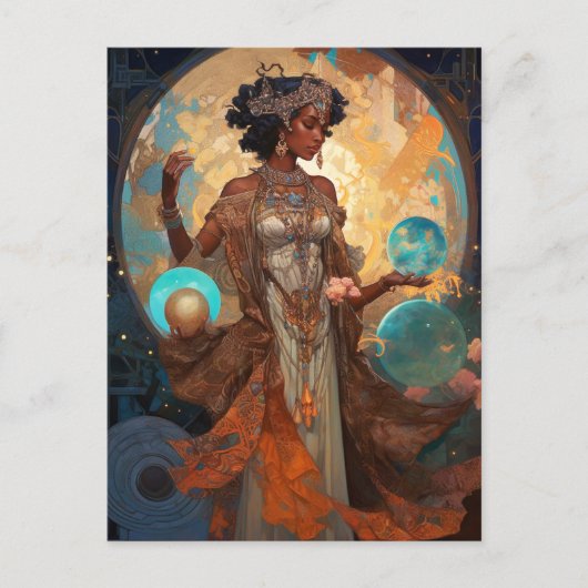 Black Fantasy Sorceress Magic Fantasy Briefkaart (Voorkant)