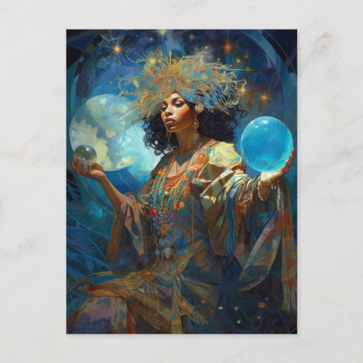 Black Fantasy Sorceress Magic Fantasy Briefkaart (Voorkant)