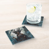 Black Fantasy Sorceress Magic Fantasy Glazen Onderzetter (Schuin)