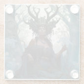 Black Fantasy Sorceress Magic Fantasy Glazen Onderzetter (Achterkant)