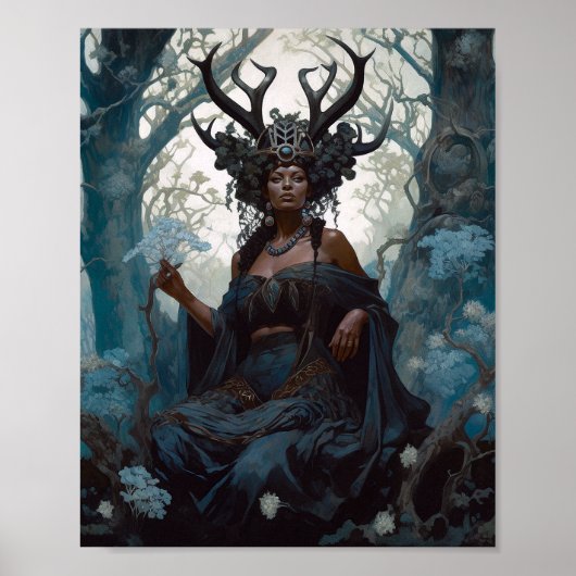 Black Fantasy Sorceress Magic Fantasy Poster (Voorkant)