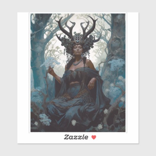 Black Fantasy Sorceress Magic Fantasy Sticker (Vel)