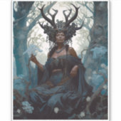 Black Fantasy Sorceress Magic Fantasy Sticker (Voorkant)