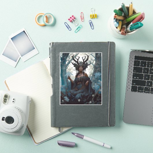 Black Fantasy Sorceress Magic Fantasy Sticker (iPad Cover)