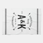 Black Farmhouse Arrow Monogram | bewerkbare kleure Theedoek (Horizontaal)