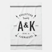 Black Farmhouse Arrow Monogram | bewerkbare kleure Theedoek (Verticaal)
