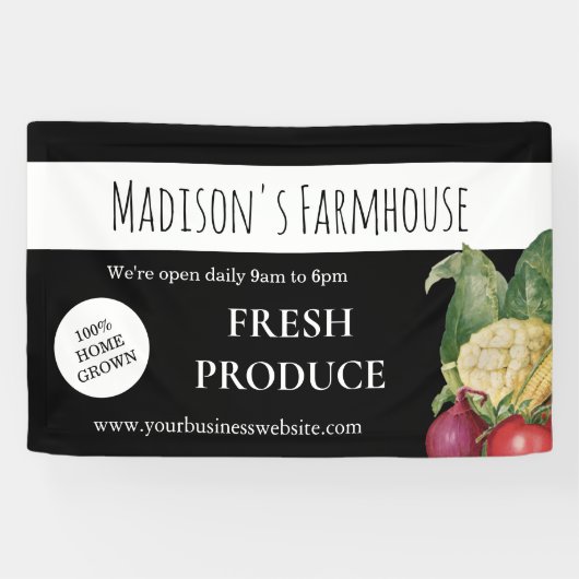 Black Farmhouse Produce Boerderij Business Banner (Horizontaal)