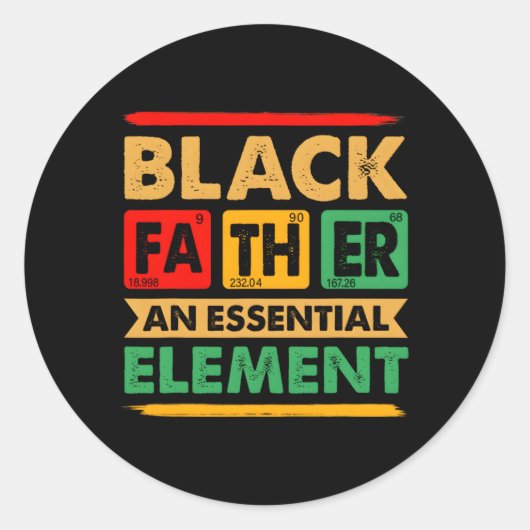 Black Father De Essential Elet Vaderdag Zwart Ronde Sticker (Voorkant)