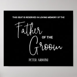 Black Father of the Groom Memorial Seat Wedding Poster