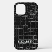 Black Faux Crocodile Leather Personated Name Case-Mate iPhone Case (Achterkant)