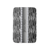 Black Faux Foil Zebra Stripes op zilver Badmat (Voorkant Verticaal)