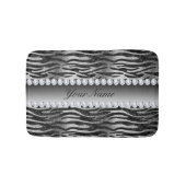 Black Faux Foil Zebra Stripes op zilver Badmat (Voorkant)