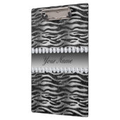 Black Faux Foil Zebra Stripes op zilver Klembord (Links)