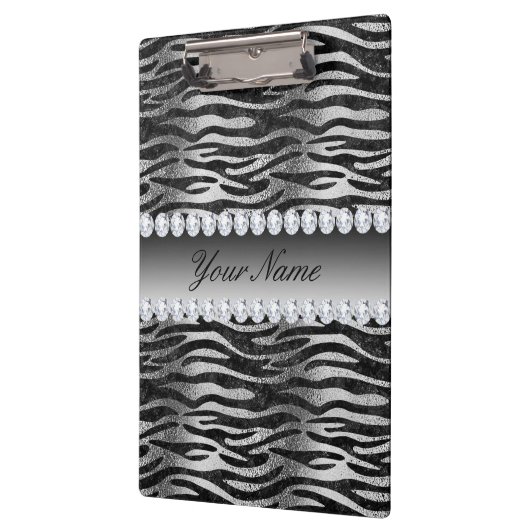 Black Faux Foil Zebra Stripes op zilver Klembord (Links)