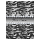 Black Faux Foil Zebra Stripes op zilver Klembord (Achterkant)