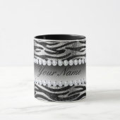 Black Faux Foil Zebra Stripes op zilver Mok (Midden)