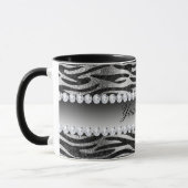 Black Faux Foil Zebra Stripes op zilver Mok (Links)