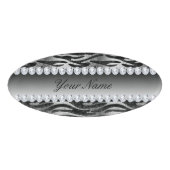 Black Faux Foil Zebra Stripes op zilver Naambadge (Voorkant)