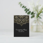 Black Faux Glitter en Gold Floral Mandala Visitekaartje (Staand voorkant)
