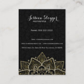 Black Faux Glitter en Gold Floral Mandala Visitekaartje (Achterkant)
