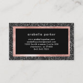 Black Faux Glitter en Roos Gold Visitekaartje (Achterkant)