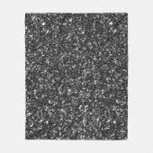 Black Faux Glitter. Fleece Deken (Voorkant)